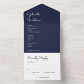 Elegant minimalistisch marinemonolohuwelijks all in one uitnodiging (Binnen)