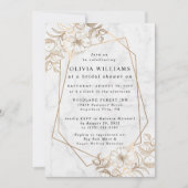 Elegant Minimalistisch marmer White Grey Kaart (Voorkant)