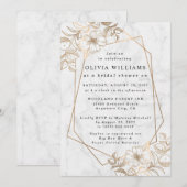 Elegant Minimalistisch marmer White Grey Kaart (Voorkant / Achterkant)