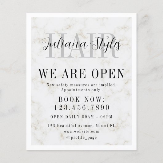 Elegant minimalistisch marmer wit lijst flyer (Achterkant)