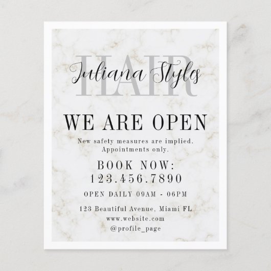 Elegant minimalistisch marmer wit lijst flyer (Voorkant)