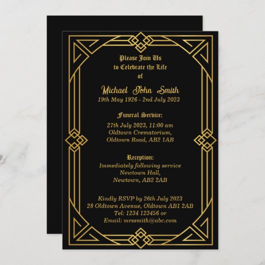  Elegant Minimalistisch Memorial Uitnodiging (Voorkant / Achterkant)