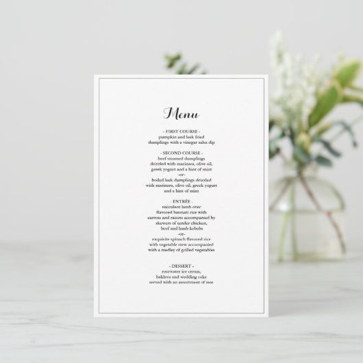 Elegant minimalistisch menu Bindrand (Staand voorkant)