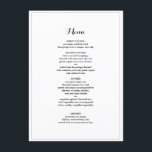 Elegant minimalistisch menu Bindrand<br><div class="desc">Elegant Minimalist Border Black and White Wedding Dinner Menu - U kunt dit eenvoudige en elegante trouwmenu helemaal aanpassen en personaliseren. Bewerk opties.</div>