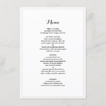 Elegant minimalistisch menu Bindrand