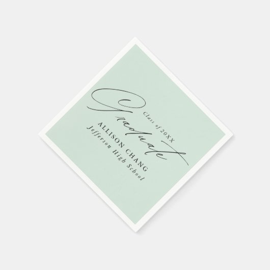 Elegant minimalistisch Mint Green Afstuderen Servet (Hoek)