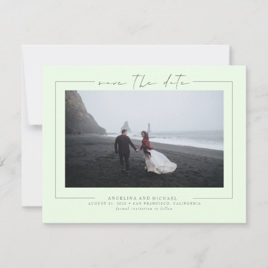 Elegant minimalistisch Mint Green bewaart de Datum Save The Date (Voorkant)