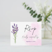 Elegant minimalistisch Mode Lavender RSVP Wedding Briefkaart (Staand voorkant)