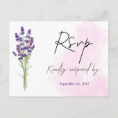 Elegant minimalistisch Mode Lavender RSVP Wedding Briefkaart (Voorkant)