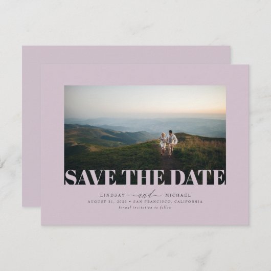 Elegant minimalistisch model opslaan Datum foto Save The Date (Voorkant / Achterkant)