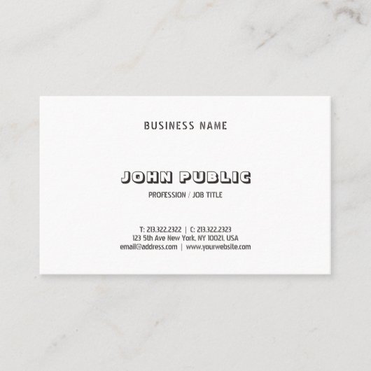 Elegant Minimalistisch Modern Black White Sjabloon Visitekaartje (Voorkant)