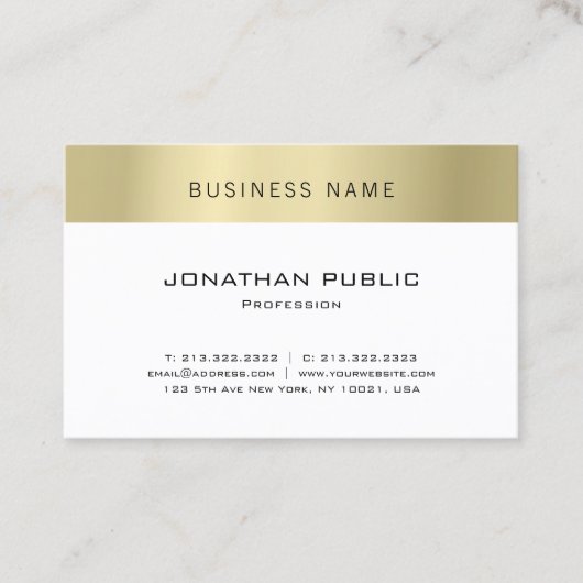Elegant minimalistisch, modern design Gold Plain L Visitekaartje (Voorkant)