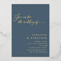 Elegant minimalistisch modern donkerblauw Manuscri