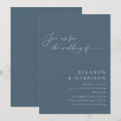 Elegant minimalistisch modern donkerblauw Manuscri Kaart (Voorkant / Achterkant)