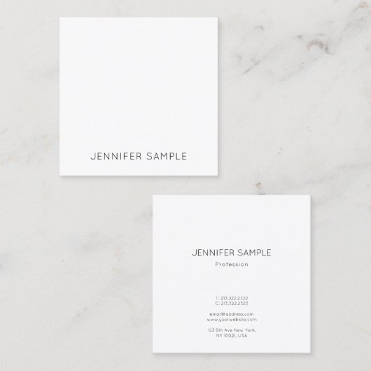 Elegant minimalistisch modern eenvoudig ontwerp Sj Vierkante Visitekaartje (Voorkant / Achterkant)