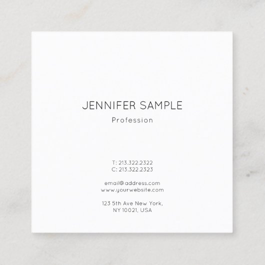 Elegant minimalistisch modern eenvoudig ontwerp Sj Vierkante Visitekaartje (Achterkant)
