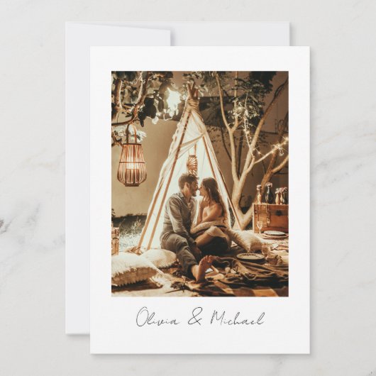 Elegant minimalistisch modern gewoon fotohuwelijk kaart (Voorkant)