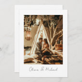 Elegant minimalistisch modern gewoon fotohuwelijk kaart (Voorkant / Achterkant)