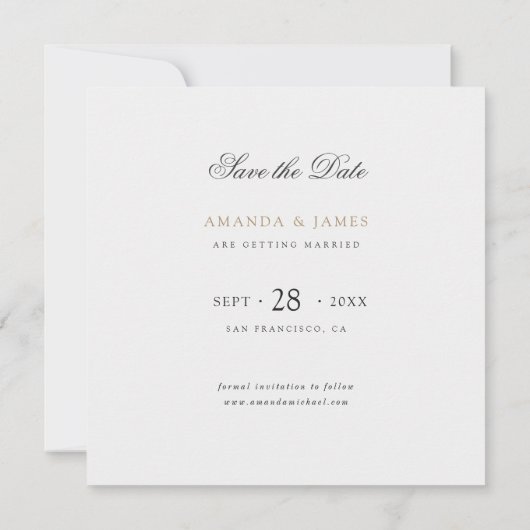 Elegant minimalistisch, modern Gold aangepast Save The Date (Achterkant)