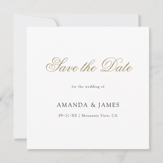 Elegant minimalistisch, modern Gold aangepast Save The Date (Voorkant)