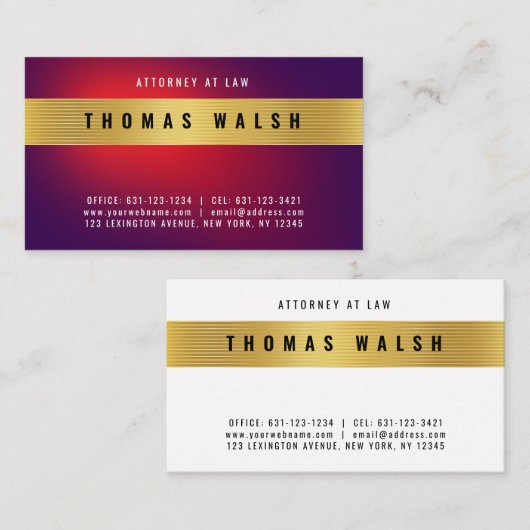 Elegant minimalistisch modern Gold Band-ontwerp Visitekaartje (Voorkant / Achterkant)