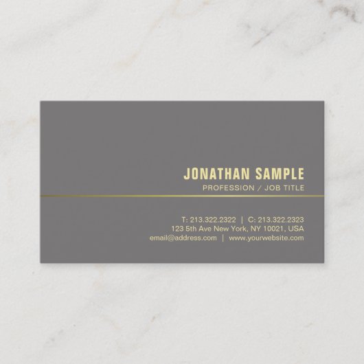 Elegant minimalistisch modern Gold Plain Chic Luxu Visitekaartje (Voorkant)