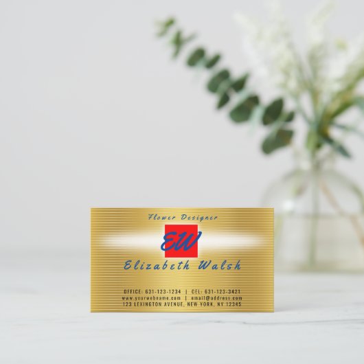 Elegant minimalistisch modern goud op gouden lijn visitekaartje (Staand voorkant)