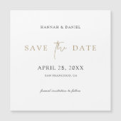 Elegant minimalistisch modern goud sparen de datum magnetische uitnodiging (Voorkant)