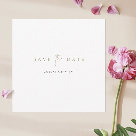 Elegant minimalistisch modern goudhuwelijk save the date