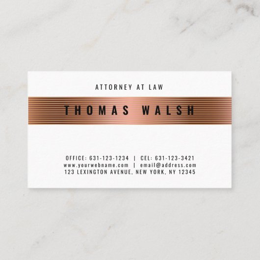 Elegant minimalistisch modern koperen gouden band  visitekaartje (Achterkant)