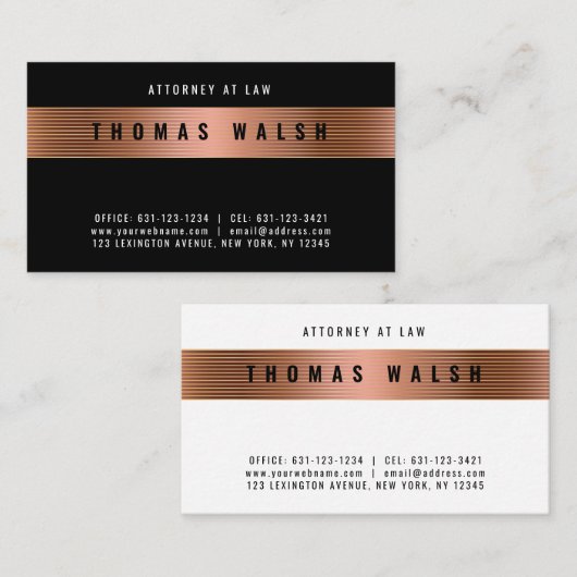 Elegant minimalistisch modern koperen gouden band  visitekaartje (Voorkant / Achterkant)