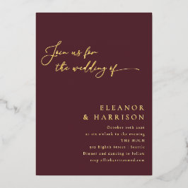 Elegant minimalistisch modern modern Bourgognitisc Folie Uitnodiging