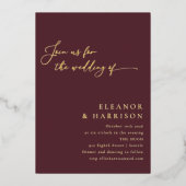 Elegant minimalistisch modern modern Bourgognitisc Folie Uitnodiging (Voorkant)