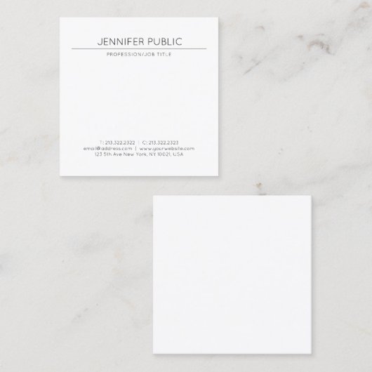 Elegant minimalistisch modern, modern design, tren vierkante visitekaartje (Voorkant / Achterkant)