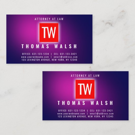Elegant minimalistisch modern Paars blauw ontwerp Visitekaartje (Voorkant / Achterkant)