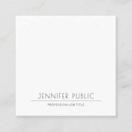 Elegant Minimalistisch Modern Plain Trendy Luxury Vierkante Visitekaartje (Voorkant)