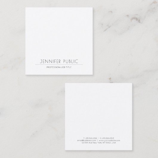 Elegant Minimalistisch Modern Plain Trendy Luxury Vierkante Visitekaartje (Voorkant / Achterkant)