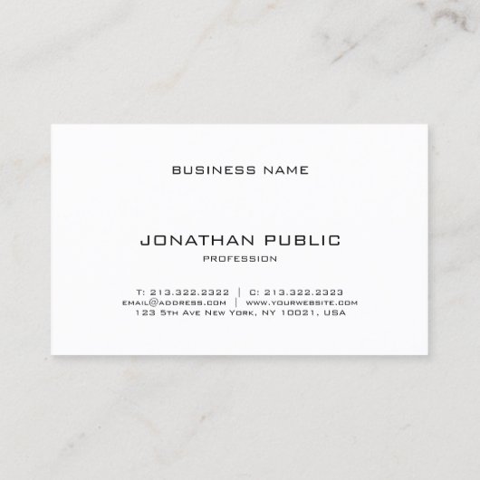 Elegant, minimalistisch, modern, professioneel mod visitekaartje (Achterkant)