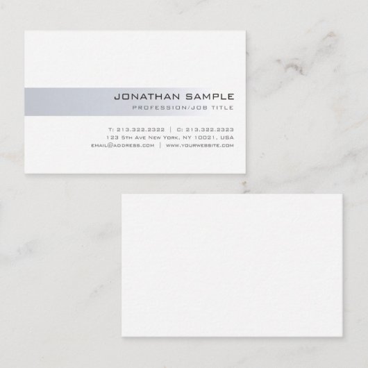 Elegant Minimalistisch Modern Silver Professional Visitekaartje (Voorkant / Achterkant)