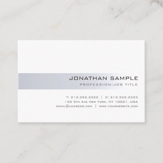 Elegant Minimalistisch Modern Silver Professional  Visitekaartje (Voorkant)