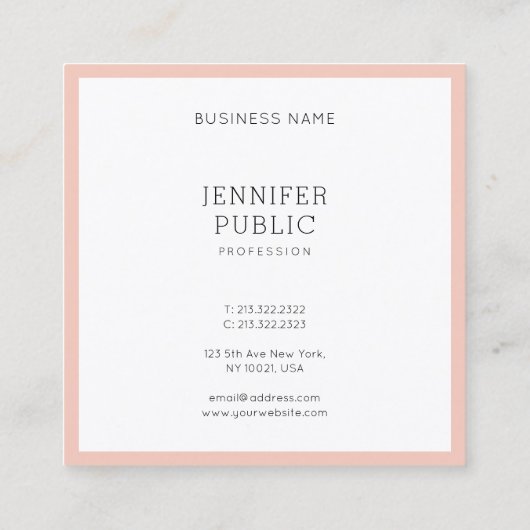 Elegant minimalistisch modern, stijlvol, draagbaar vierkante visitekaartje (Achterkant)