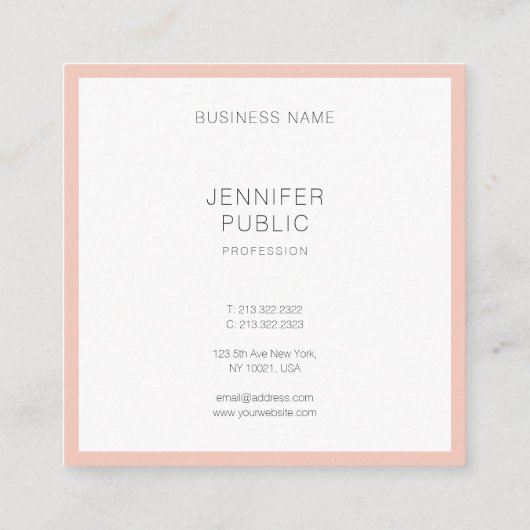 Elegant minimalistisch, modern, stijlvol en geavan vierkante visitekaartje (Achterkant)