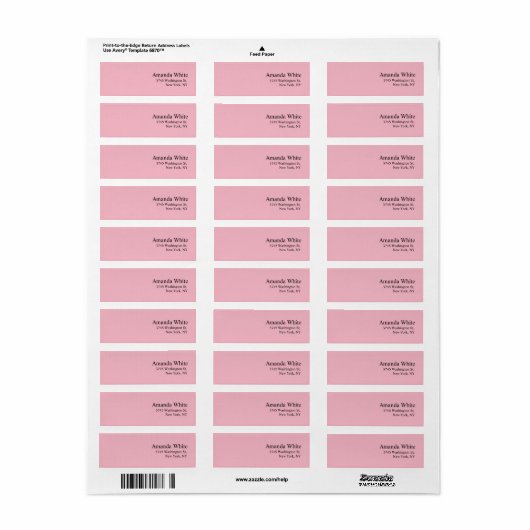 Elegant minimalistisch modern vrouwelijk Bord roze Etiket (Full Sheet)