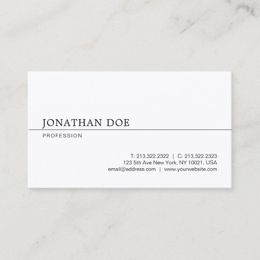 Elegant, minimalistisch, modern, wit, stijlvol visitekaartje (Voorkant)