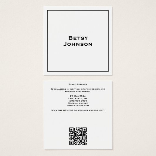 Elegant minimalistisch modern wit Visitekaartje (Voorkant /achterkant)