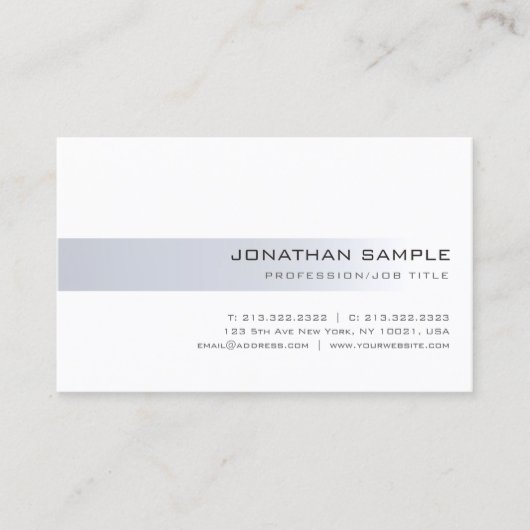 Elegant minimalistisch, modern, zilver Professiona Visitekaartje (Voorkant)