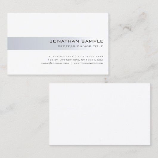 Elegant minimalistisch, modern, zilver Professiona Visitekaartje (Voorkant / Achterkant)
