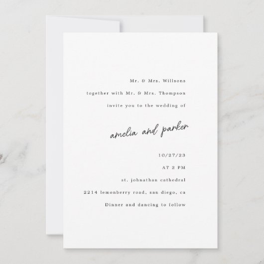 Elegant minimalistisch modern zwart-wit kaart (Voorkant)