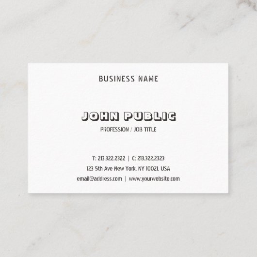 Elegant minimalistisch modern zwart-wit visitekaartje (Achterkant)