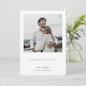 Elegant Minimalistisch Moderne Roos Gold Photo Save The Date (Staand voorkant)